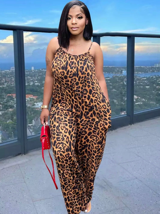 Leopard Print Pocket Jumpsuit