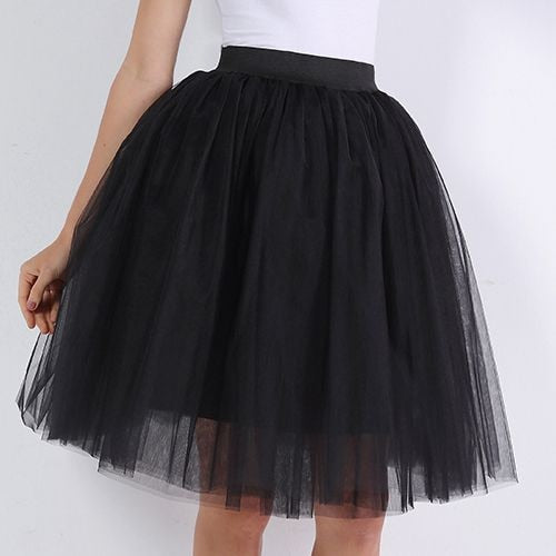 Purpdrank Puffy 5Layer 60CM Fashion Women Tulle Skirt Tutu Wedding Bridal Bridesmaid Overskirt Petticoat Lolita Saia