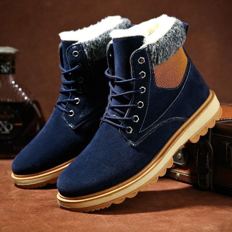 Warm Winter Mens Snow Boots Warm Fur Winter Shoes Mens Boots Footwear Ankle Boots Warm Fur Lined Winter Water-Resistan Waterproof Outdoor Snow Autumn Boots