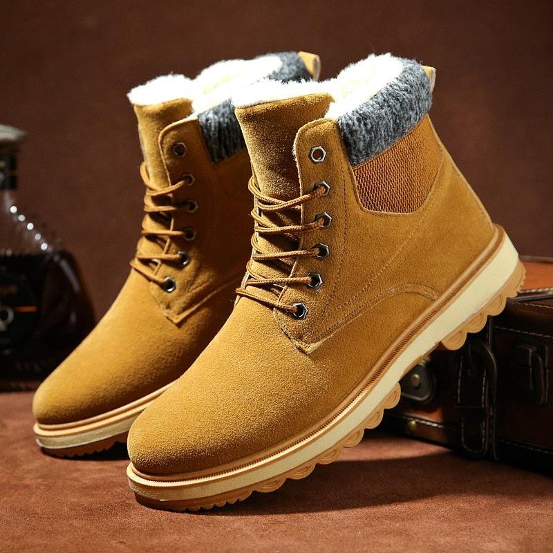 Warm Winter Mens Snow Boots Warm Fur Winter Shoes Mens Boots Footwear Ankle Boots Warm Fur Lined Winter Water-Resistan Waterproof Outdoor Snow Autumn Boots