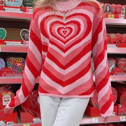 Y2K Heart Power Knitted Jumper Sweater