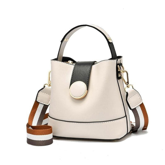 Women PU Leather Shoulder Bag with Colorful Strap